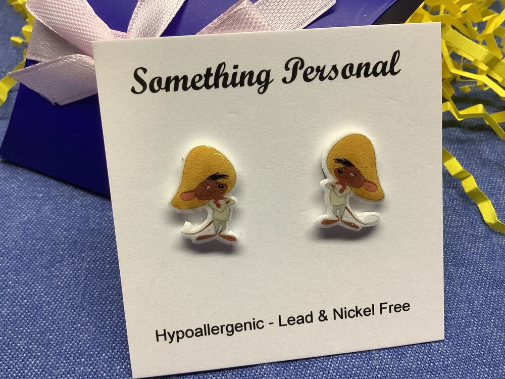 Speedy Gonzales - Looney Tunes Inspired Stud Earrings - Gift Boxed - Chibi Cute